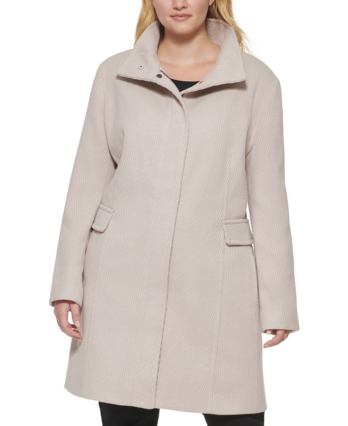 Calvin Klein Plus Size Stand-Collar Walker Coat & Reviews - Coats & Jackets  - Plus Sizes - Macy's