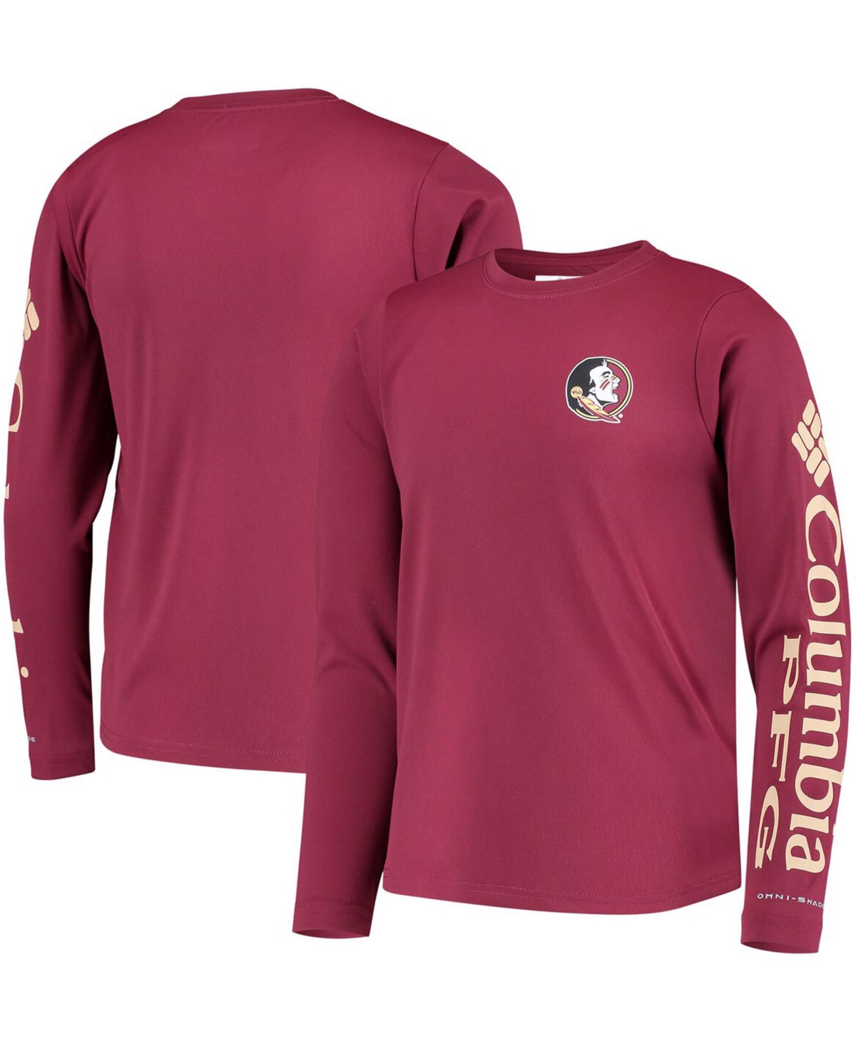 Columbia Big Boys Garnet Florida State Seminoles Pfg Terminal Tackle Long Sleeve Omni-shade T-shirt In Garnet