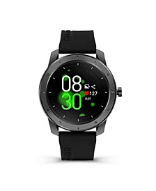 Unisex Wellness LCD Black Silicon Strap Smart Watch, 48.6mm