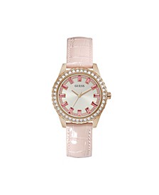 Women's Pink Leather Strap Watch 38mm