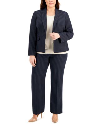 Le Suit - Plus Size Pinstriped Pantsuit