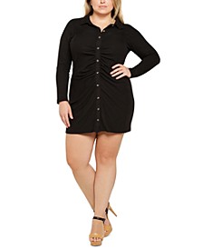 Trendy Plus Size Button-Front Bodycon Dress