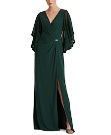Jersey Three-Quarter-Sleeve Gown