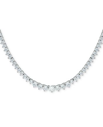 Macy's - Cubic Zirconia Graduated Tennis 16" Collar Necklace in Sterling Silver