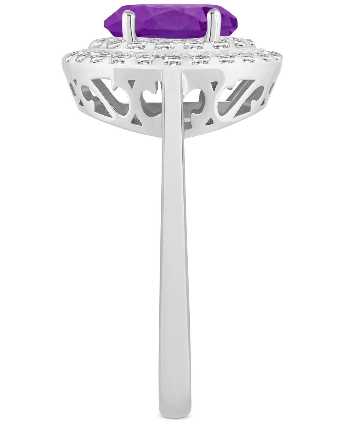 Rhodolite Garnet (1-1/2 ct. t.w.) & White Topaz (3/8 ct. t.w.) Oval Halo Ring in Sterling Silver (Also in Citrine, Blue Topaz, & Peridot)