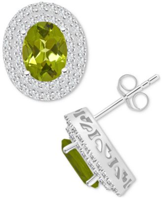 Rhodolite Garnet (3 ct. t.w.) & White Topaz (7/8 ct. t.w.) Oval Stud Earrings in Sterling Silver (Also in Citrine, Blue Topaz, Peridot, & Amethyst)