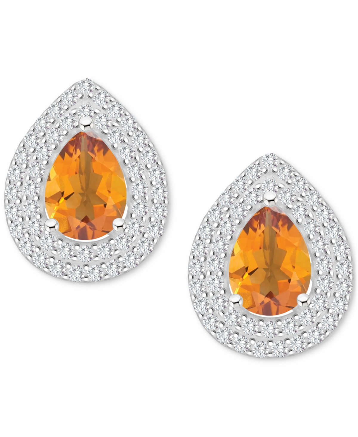 Rhodolite Garnet (2-1/5 ct. t.w.) & White Topaz (7/8 ct. t.w.) Pear Stud Earrings in Sterling Silver (Also  Peridot, Amethyst, & Blue Topaz