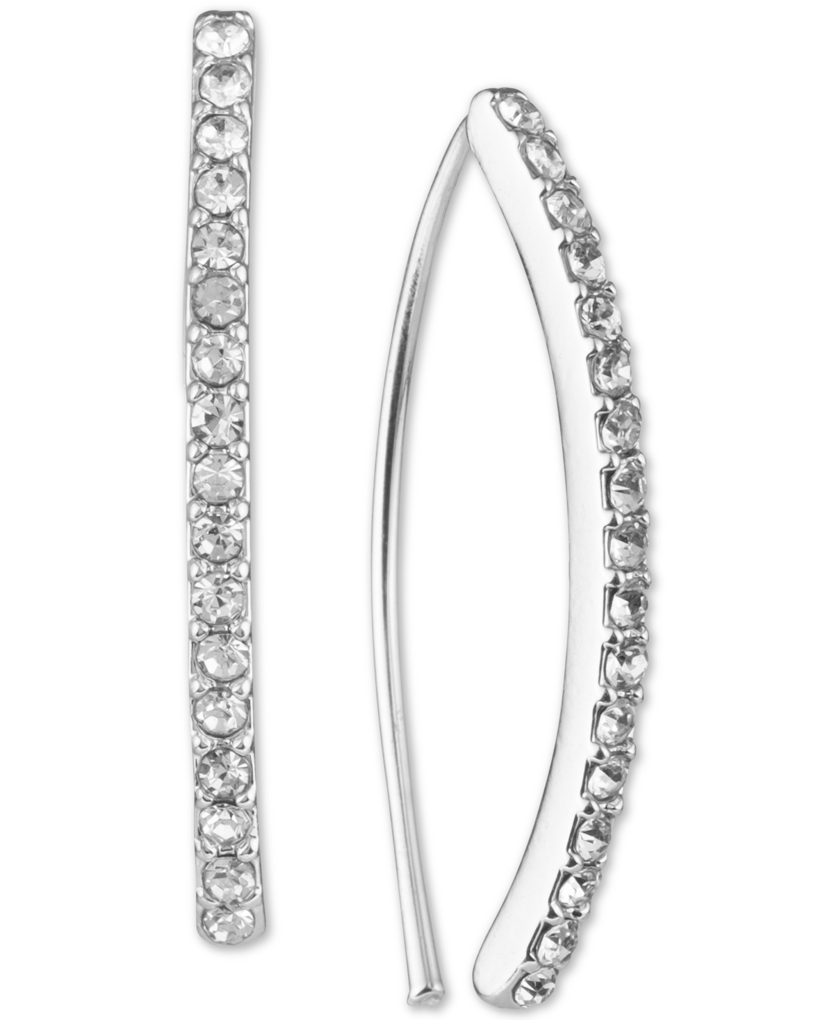 Pave Threader Earrings - Silver