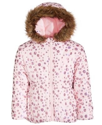 Little Girls Foil Print Puffer Coat