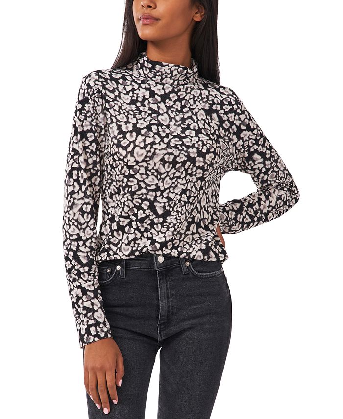 Riley & Rae Sienna AnimalPrint Turtleneck Top, Created for Macy's Macy's
