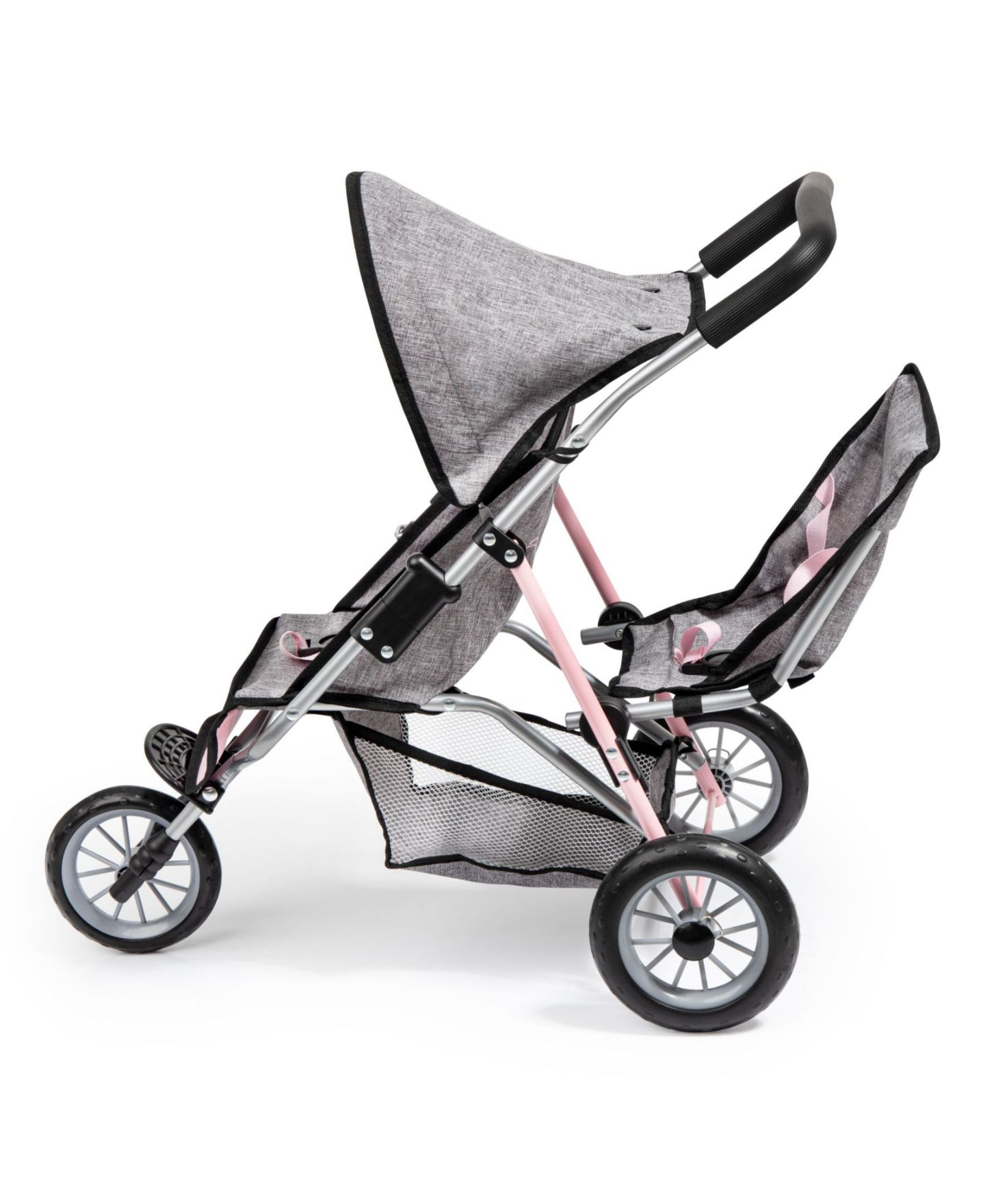 Детские джоггеры Bayer Design Dolls Twin 3 Wheel Jogger, цвет: Серый / Розовый — фото 2
