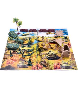 Fun Little Toys 232-Piece Army Men Action Figures Army Toys Set of WW2, Toy Soldiers, Military-Like Playset with a Map, Toy Tanks, Planes, Flags, Soldier Figures, Fences and Accessories