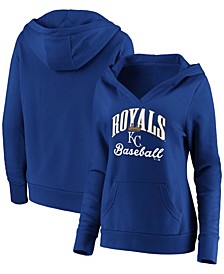 Plus Size Royal Kansas City Royals Victory Script Crossover Neck Pullover Hoodie