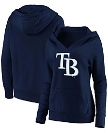 Plus Size Navy Tampa Bay Rays Official Logo Crossover V-Neck Pullover Hoodie
