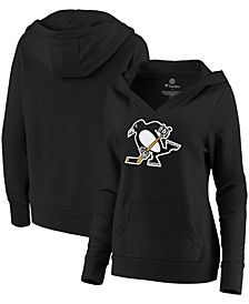 Plus Size Black Pittsburgh Penguins Primary Team Logo Fleece V-Neck Pullover Hoodie