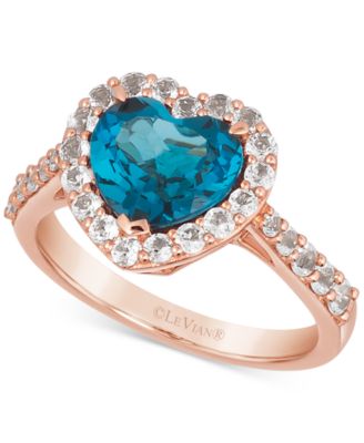 Le Vian - Deep Sea Blue Topaz (2 ct. t.w.) & Vanilla Diamond (7/8 ct. t.w.) Heart Ring in 14k Rose Gold
