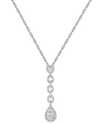 Macy's - Diamond Teardrop Cluster 18" Lariat Necklace (1/2 ct. t.w.) in 14k White Gold