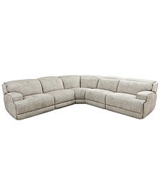 Sebaston 5-Pc. Fabric Sectional with 3 Power Motion Recliners, Created for Macy's