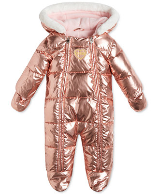 GUESS Baby Girls Metallic Puffer Snowsuit with Hood & Reviews - Coats &  Jackets - Kids - Macy's