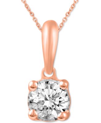 Diamond Solitaire 18" Pendant Necklace (1/5 ct. t.w.) in 14k White, Yellow or Rose Gold