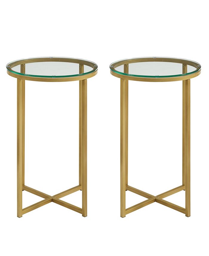 Walker Edison Modern Glam 2Piece MetalX Leg Side Table Set Macy's