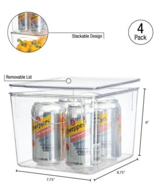 4 Pack Medium Clear Plastic Container Bins W/ Lids