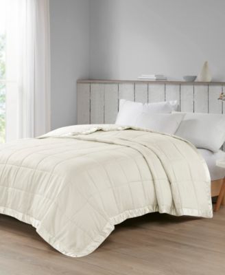 Cambria Oversized Down Alternative Satin Trim Blanket, Full/Queen