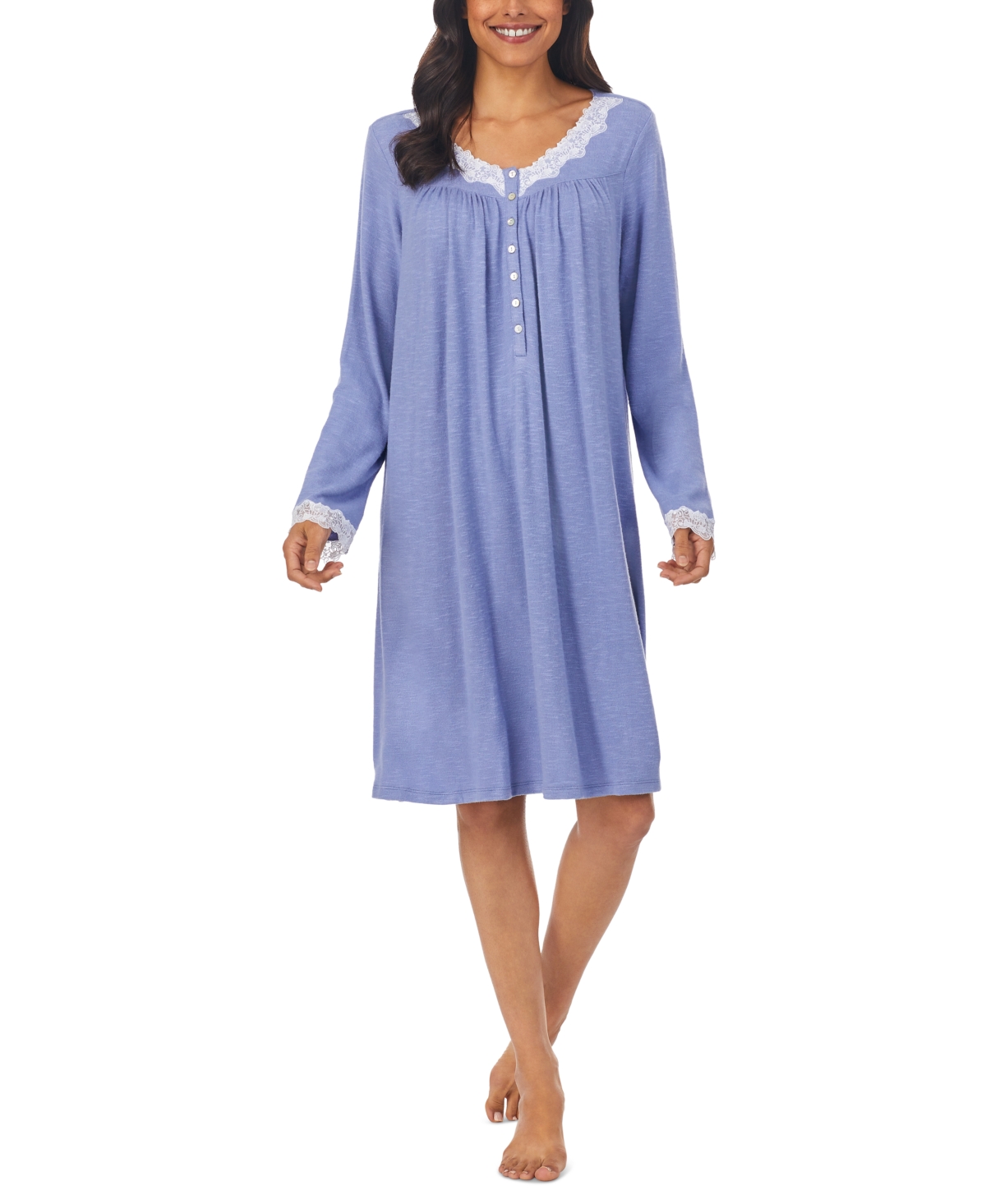 Eileen West Lace-Trim Knit Nightgown