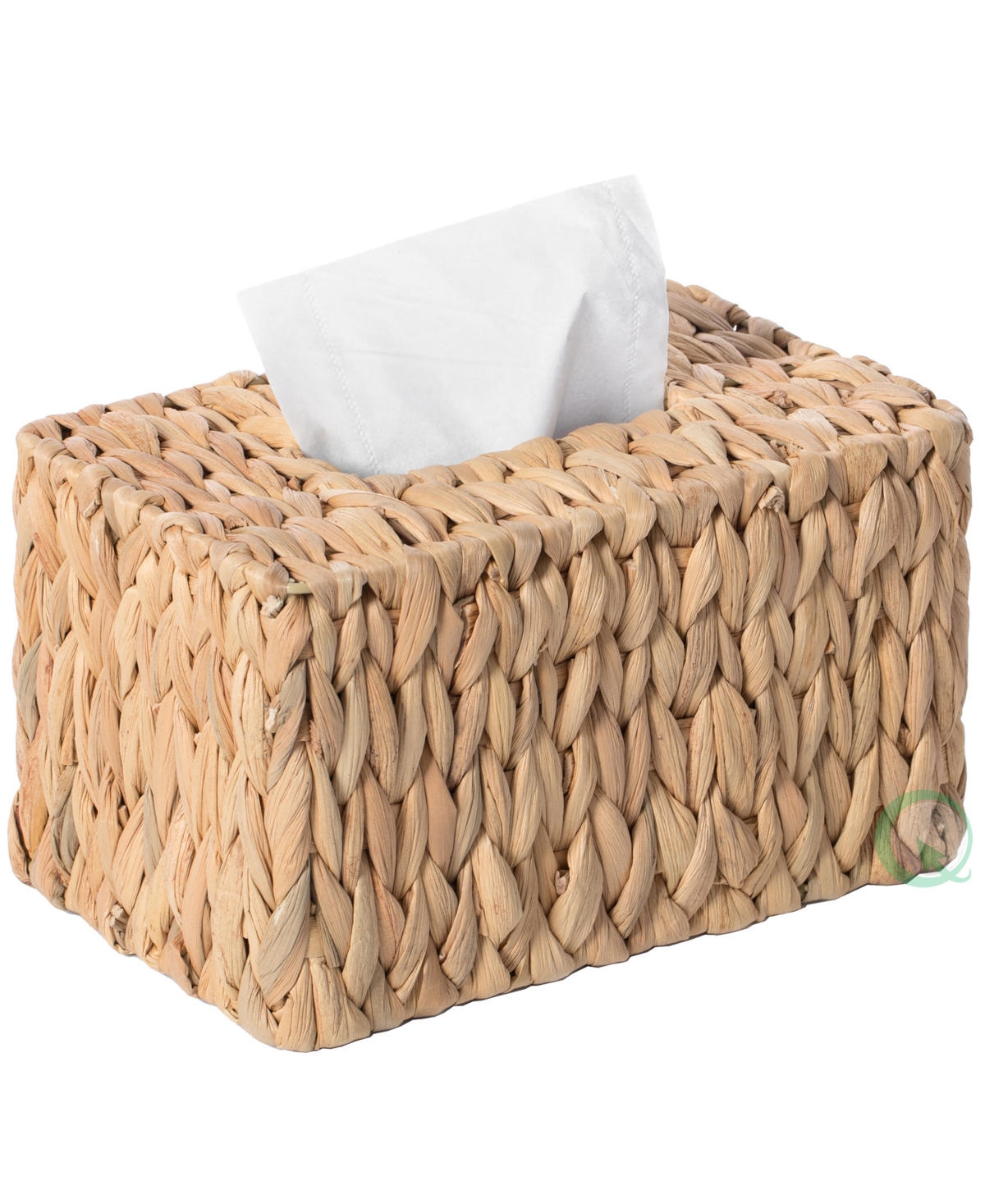 Vintiquewise Water Hyacinth Wicker Rectangular Tissue Box Cover In Brown