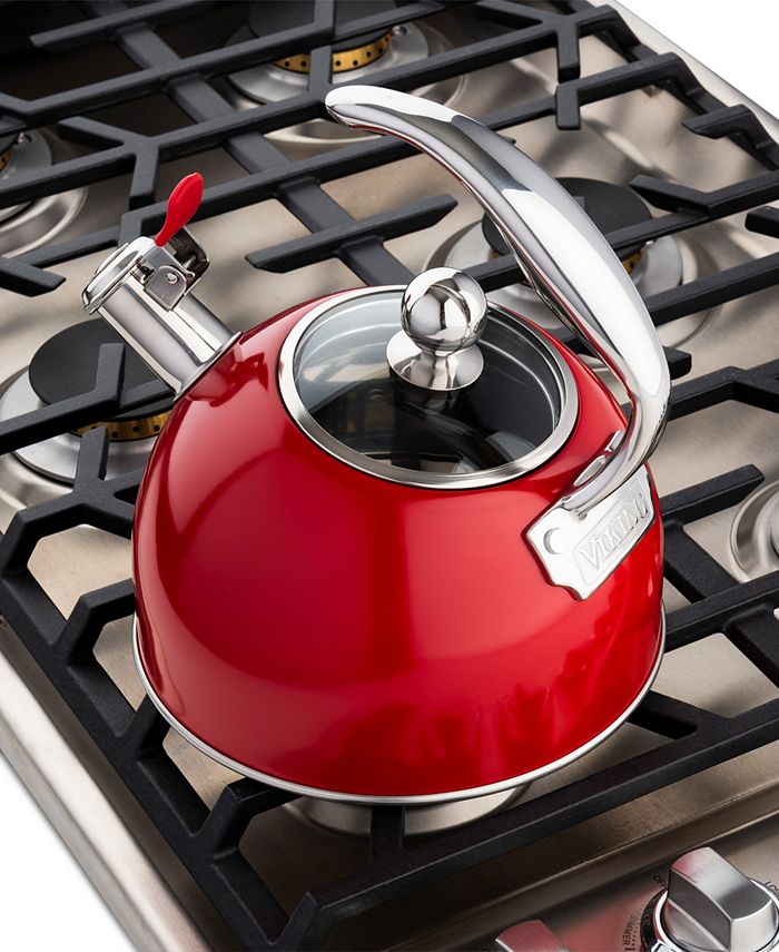 Viking Stainless Steel 2.6Quart Black Tea Kettle with Copper Handle