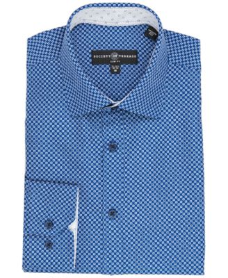 Society of Threads - Men's Slim-Fit Non-Iron Performance Geo-Print Dress Shirt