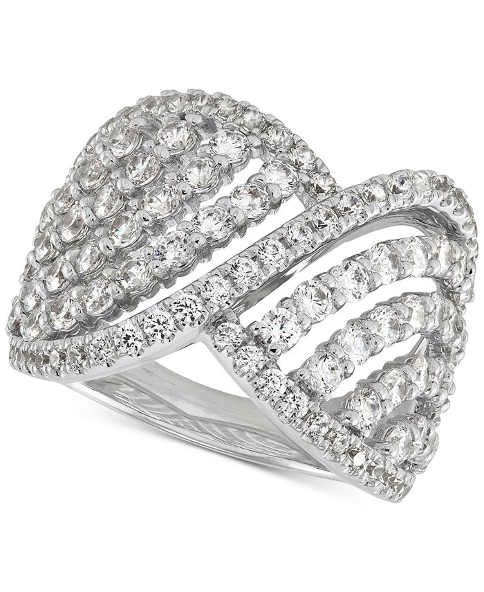 Arabella Cubic Zirconia Openwork Statement Ring in Sterling Silver Macy's