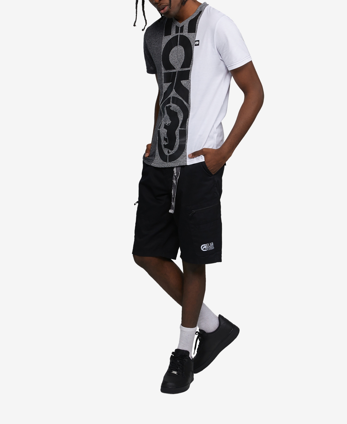 Ecko Unltd Men's Short Sleeve Center Rep V-Neck T-shirt - Black 1