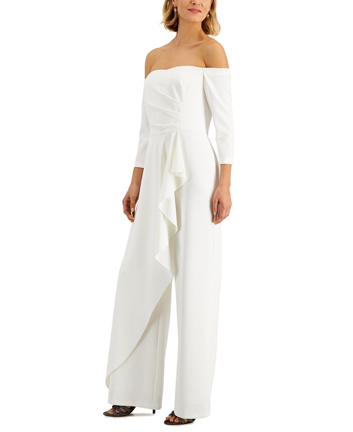 Adrianna Papell Off-The-Shoulder Jumpsuit - Macy's
