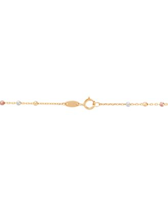Beaded Chain 18" Statement Necklace in 10k Tricolor Gold-Plate