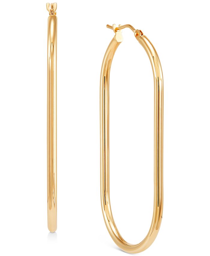 Italian Gold Polished Oval Hoop Earrings in 10k Gold - Macy's