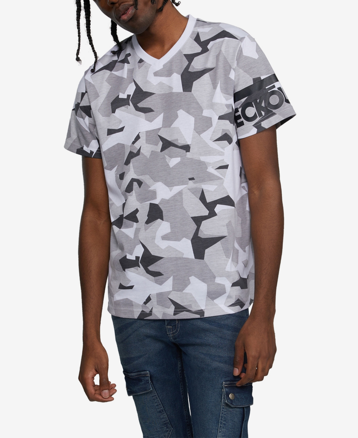 Shop Ecko Unltd Men's Big And Tall Short Sleeve Madison Ave V-neck T-shirt In White