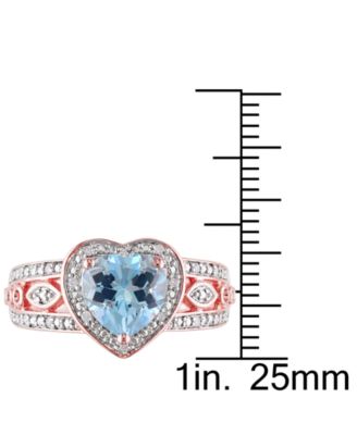 Blue Topaz (2 ct. t.w.) & Diamond (1/10 ct. t.w.) Heart Ring in 18k Rose Gold-Plated Sterling Silver