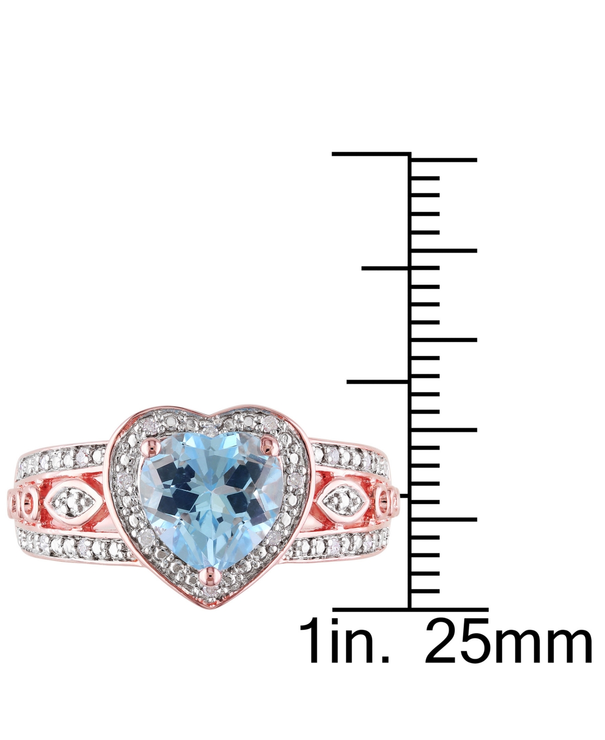 (2 ct. t.w.) & Diamond (1/10 ct. t.w.) Heart Ring in 18k Rose Gold-Plated Sterling Silver - Blue Topaz