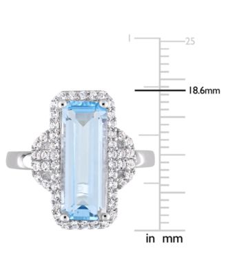 Blue Topaz (3-3/4 ct. t.w.) & White Topaz (1/2 ct. t.w.) Statement Ring in Sterling Silver