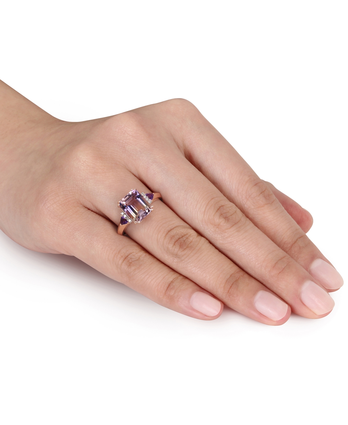 (3-1/4 ct. t.w.), Amethyst (1/5 ct. t.w.) & Diamond (1/20 ct. t.w.) Statement Ring in Rose Gold-Plated Sterling Silver - Ametrine