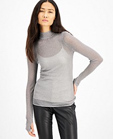Sheer Mock-Neck Sweater, Created for Macy's