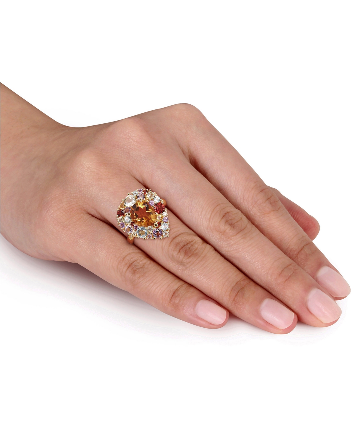 Gemstone(4-3/4 ct. t.w.) & Diamond Accent Teardrop Cluster Ring in 18k Gold-Plated Sterling Silver - Multi