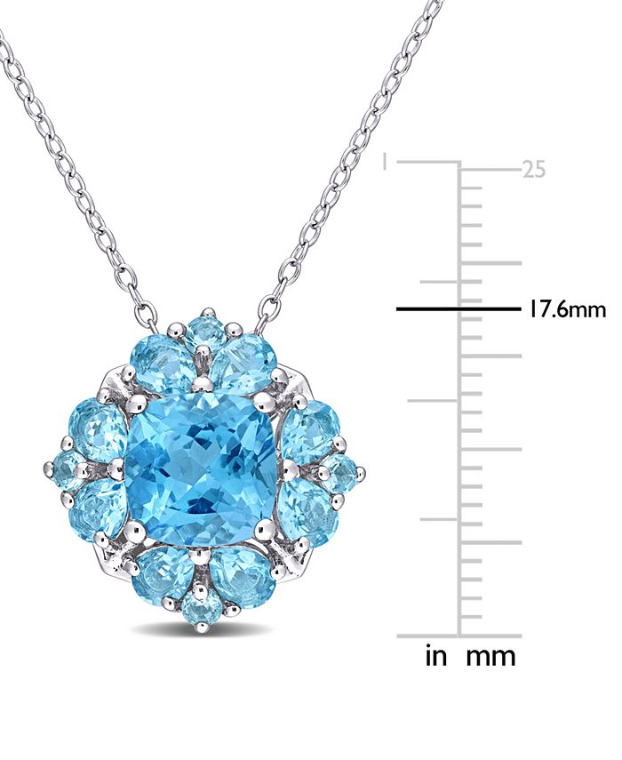 Macy's - Blue Topaz Cluster 18" Pendant Necklace (4-1/6 ct. t.w.) in Sterling Silver