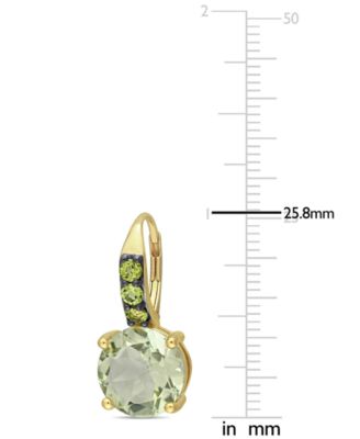 Green Quartz (11-5/8 ct. t.w.) & Peridot (3/4 ct. t.w.) Leverback Drop Earrings in 18k Gold-Plated Sterling Silver