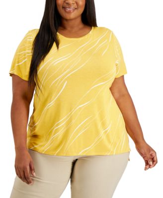 yellow plus size tops