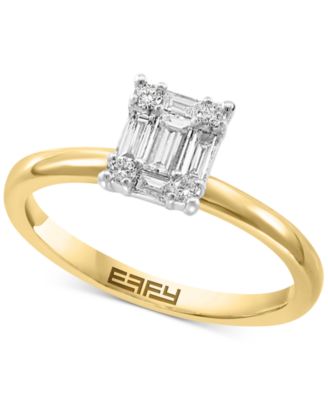 EFFY&reg; Diamond Baguette Cluster Bridal Set (3/8 ct. t.w.) in 14k White Gold and 14k Gold & White Gold