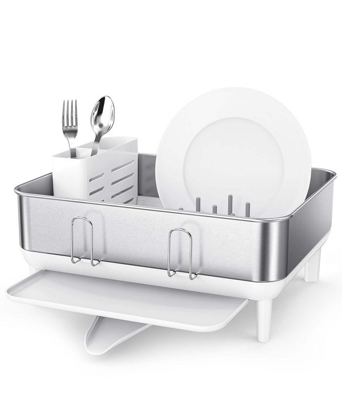 simplehuman Kitchen Dish Drying Rack With Swivel Spout, Fingerprint-Proof  Stainless Steel Frame, Grey Plastic - Macy's
