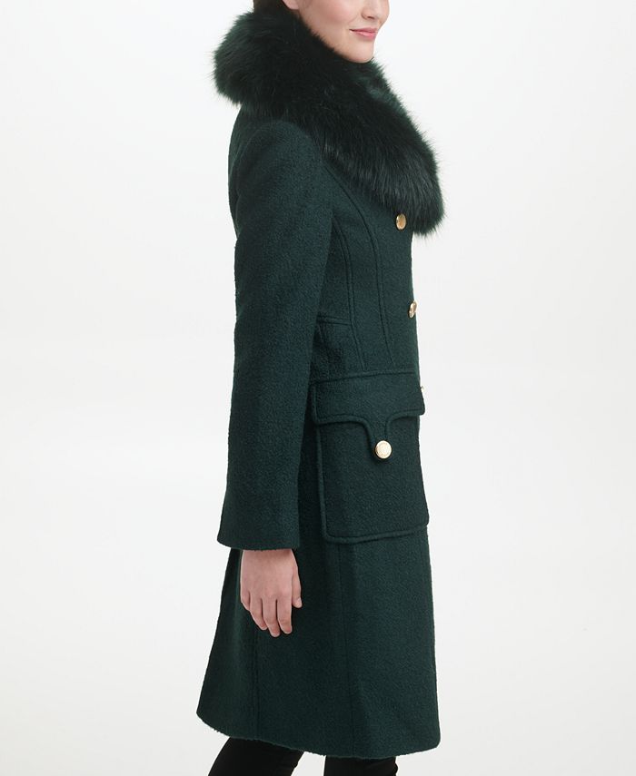 GUESS Women's FauxFur Collar DoubleBreasted Walker Coat & Reviews