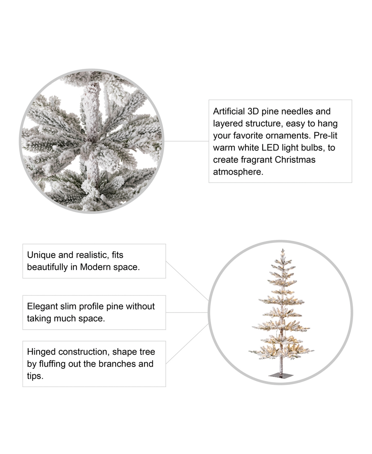 Glitzhome Deluxe Pre-Lit Flocked Pine Artificial Christmas Tree with 300 Warm White Lights,